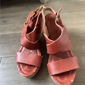 Madewell Brick Red Leather Wedges